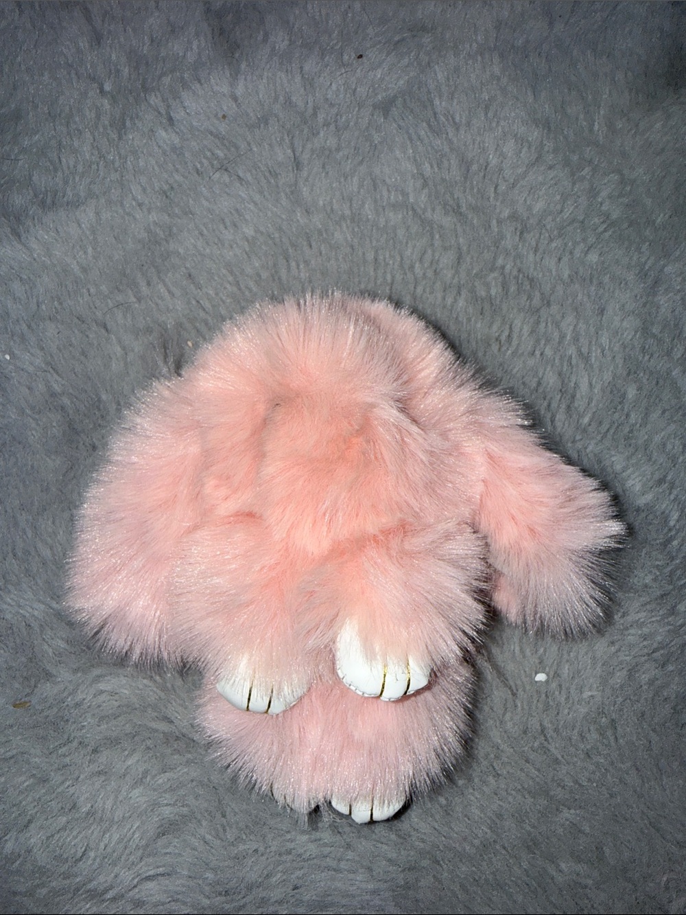 Urban Outfitters Plush Pink Bunny Pom Keychain - Soft Furry Charm